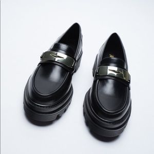 Zara treaded sole loafers